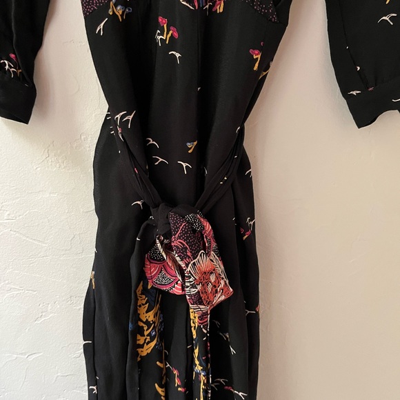 ANTHROPOLOGIE FEATHERBONE NARA BLACK FLORAL JUMPSUIT 8 - Picture 8 of 8